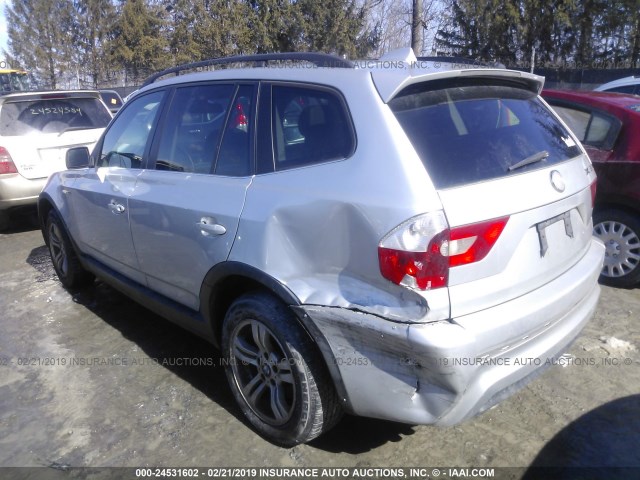 WBXPA93496WD24882 - 2006 BMW X3 3.0I SILVER photo 3