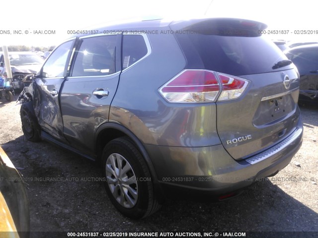 KNMAT2MT8GP664124 - 2016 NISSAN ROGUE S/SL/SV GRAY photo 3