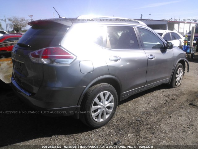 KNMAT2MT8GP664124 - 2016 NISSAN ROGUE S/SL/SV GRAY photo 4