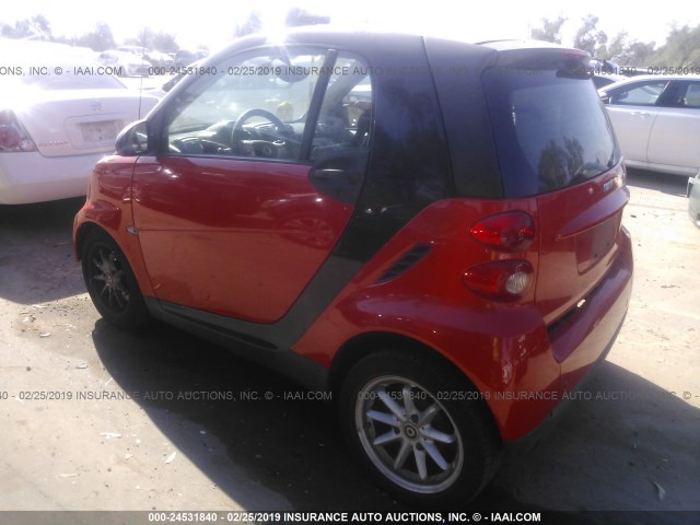 WMEEJ31XX8K133799 - 2008 SMART FORTWO PURE/PASSION RED photo 3