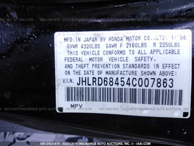 JHLRD68454C007863 - 2004 HONDA CR-V LX Qara foto 9