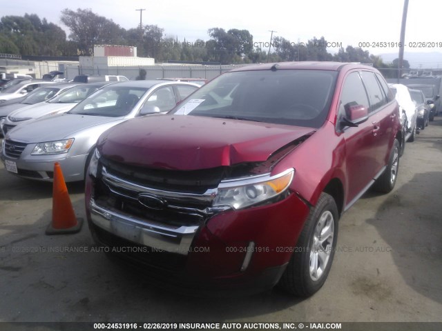 2FMDK3JC1CBA49762 - 2012 FORD EDGE SEL RED photo 2