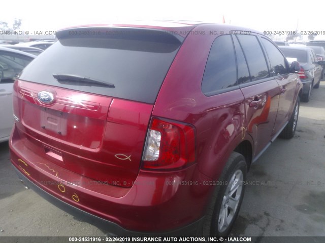 2FMDK3JC1CBA49762 - 2012 FORD EDGE SEL RED photo 4