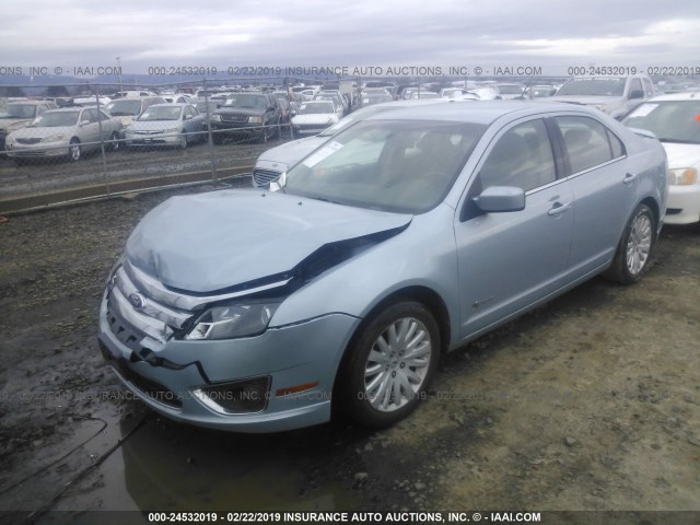 3FADP0L39AR418888 - 2010 FORD FUSION HYBRID BLUE photo 2