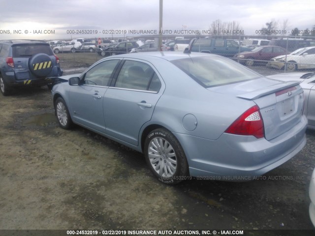 3FADP0L39AR418888 - 2010 FORD FUSION HYBRID BLUE photo 3