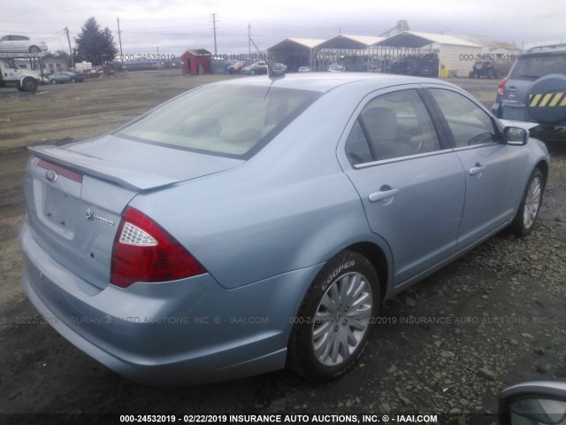 3FADP0L39AR418888 - 2010 FORD FUSION HYBRID BLUE photo 4