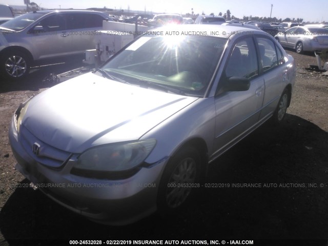 2HGES16595H566588 - 2005 HONDA CIVIC LX SILVER photo 2