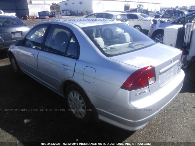 2HGES16595H566588 - 2005 HONDA CIVIC LX SILVER photo 3