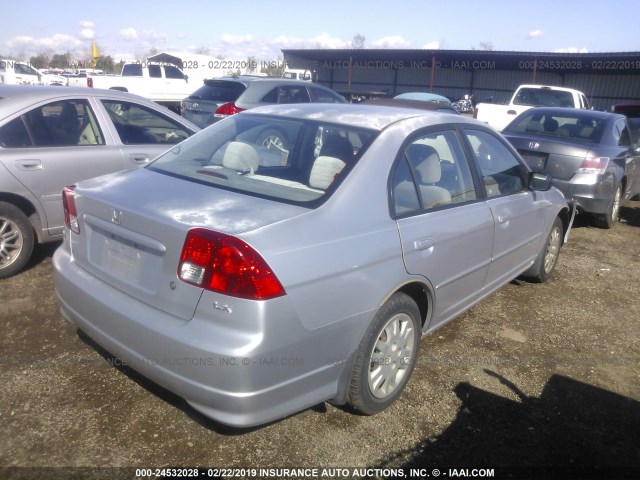 2HGES16595H566588 - 2005 HONDA CIVIC LX SILVER photo 4