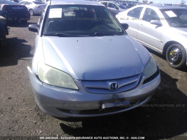2HGES16595H566588 - 2005 HONDA CIVIC LX SILVER photo 6