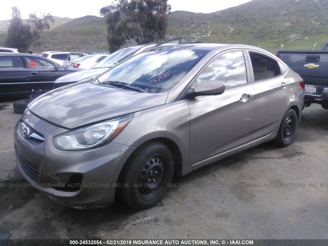 KMHCT4AE6EU619705 - 2014 HYUNDAI ACCENT GLS/GS GRAY photo 2