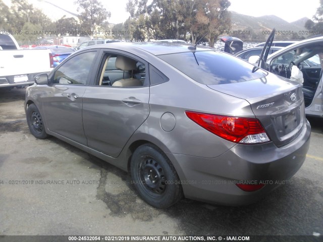 KMHCT4AE6EU619705 - 2014 HYUNDAI ACCENT GLS/GS GRAY photo 3