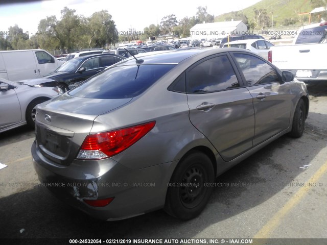 KMHCT4AE6EU619705 - 2014 HYUNDAI ACCENT GLS/GS GRAY photo 4