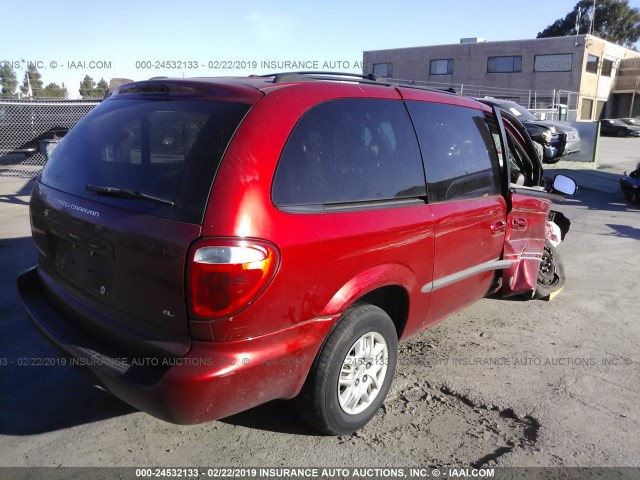 1B8GP34332B660763 - 2002 DODGE GRAND CARAVAN EL MAROON photo 4