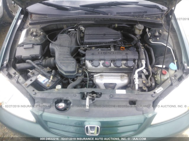 2HGES16311H935999 - 2001 HONDA CIVIC DX GREEN photo 10