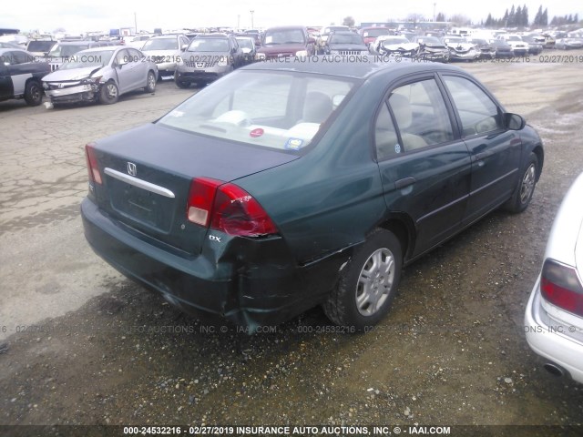 2HGES16311H935999 - 2001 HONDA CIVIC DX GREEN photo 4