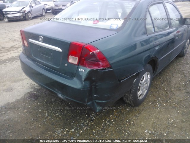 2HGES16311H935999 - 2001 HONDA CIVIC DX GREEN photo 6