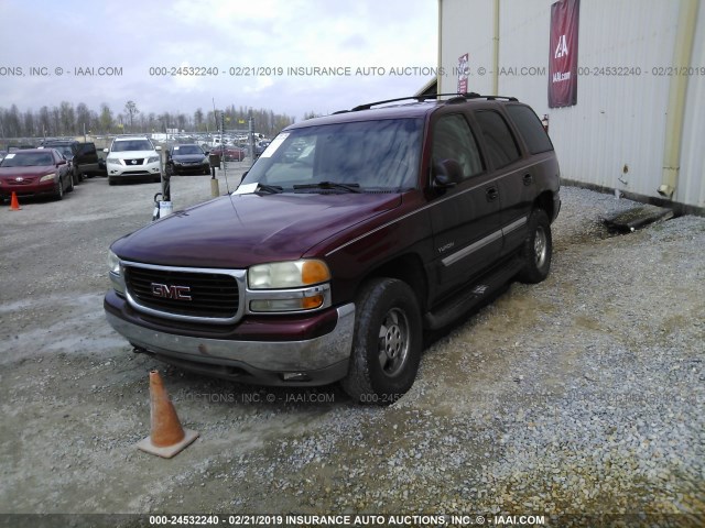 1GKEC13ZX3J338893 - 2003 GMC YUKON MAROON photo 2