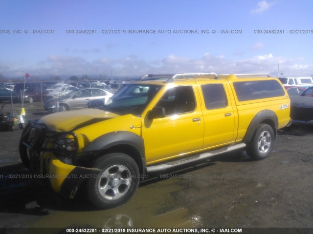 1N6MD29Y72C325611 - 2002 NISSAN FRONTIER CREW CAB SC YELLOW photo 2