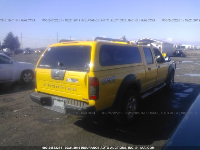 1N6MD29Y72C325611 - 2002 NISSAN FRONTIER CREW CAB SC YELLOW photo 4