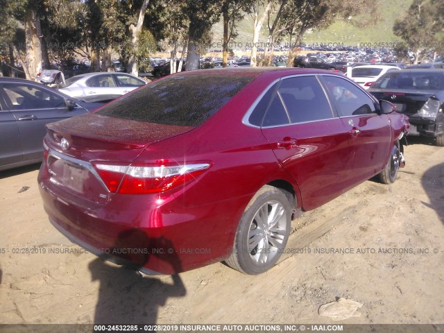 4T1BF1FK7GU610756 - 2016 TOYOTA CAMRY LE/XLE/SE/XSE წითელი ფოტო 4