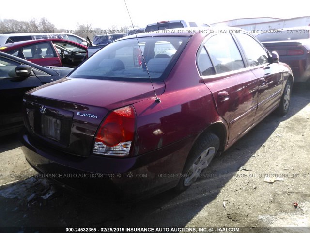 KMHDN46D86U310835 - 2006 HYUNDAI ELANTRA GLS/GT/LIMITED MAROON photo 4