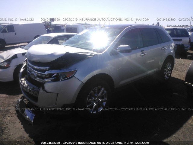 2FMDK3JC3BBB38957 - 2011 FORD EDGE SEL SILVER photo 2