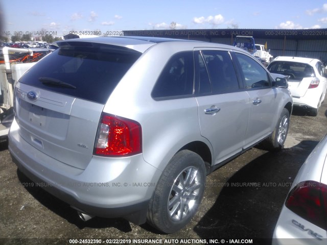 2FMDK3JC3BBB38957 - 2011 FORD EDGE SEL SILVER photo 4