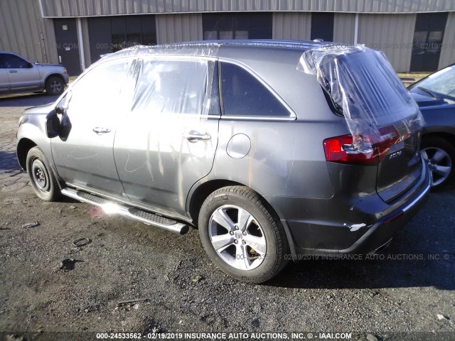 2HNYD2H40BH527104 - 2011 ACURA MDX TECHNOLOGY GRAY photo 3