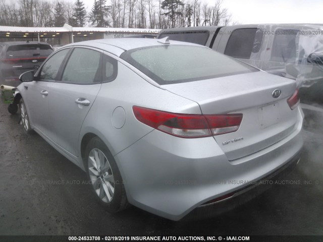 5XXGT4L36HG167802 - 2017 KIA OPTIMA LX SILVER photo 3