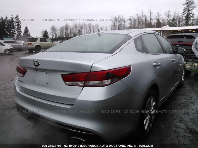 5XXGT4L36HG167802 - 2017 KIA OPTIMA LX SILVER photo 4