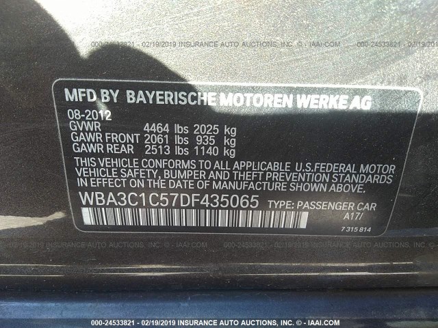 WBA3C1C57DF435065 - 2013 BMW 328 I SULEV GRAY photo 9
