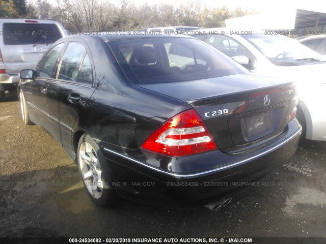 WDBRF52H47F865470 - 2007 MERCEDES-BENZ C 230 BLACK photo 3