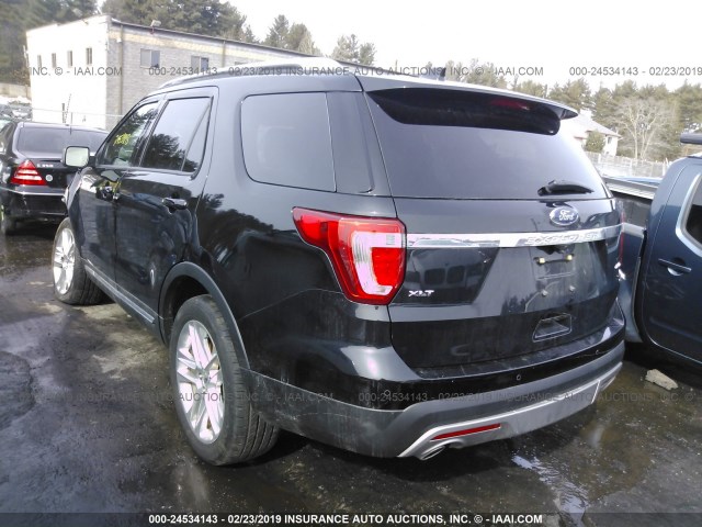 1FM5K8D82HGE06858 - 2017 FORD EXPLORER XLT BLACK photo 3