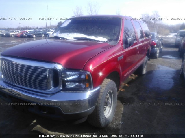 1FMNU41L8YEC99435 - 2000 FORD EXCURSION XLT RED photo 2