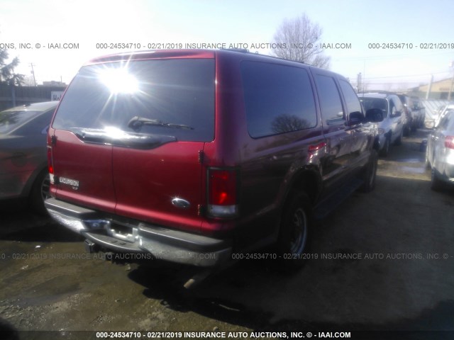 1FMNU41L8YEC99435 - 2000 FORD EXCURSION XLT RED photo 4