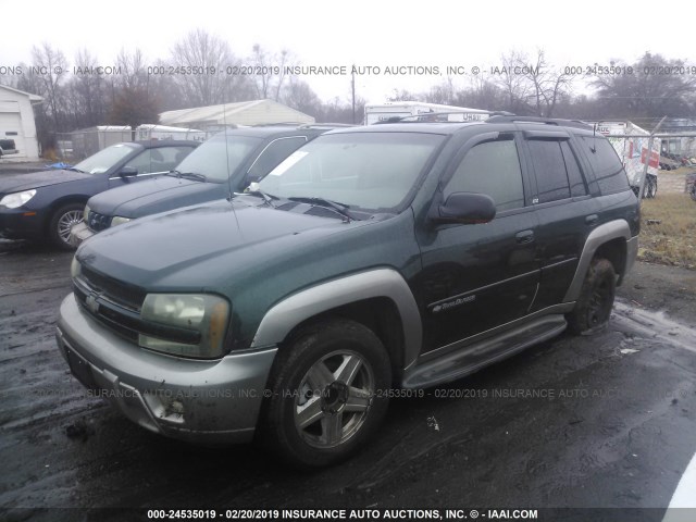 1GNDS13S122367051 - 2002 CHEVROLET TRAILBLAZER  GREEN photo 2