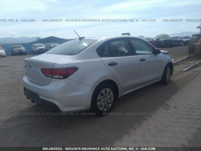 3KPA24AB9JE086441 - 2018 KIA RIO LX/S SILVER photo 4