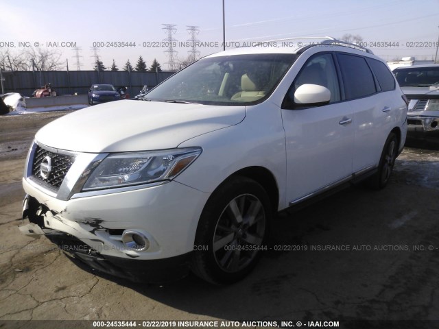 5N1AR2MN4DC663213 - 2013 NISSAN PATHFINDER S/SV/SL/PLATINUM WHITE photo 2