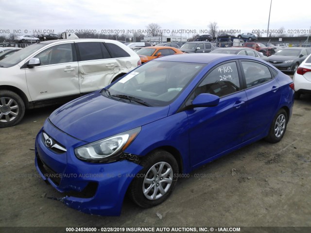 KMHCT4AE1EU653888 - 2014 HYUNDAI ACCENT GLS/GS BLUE photo 2