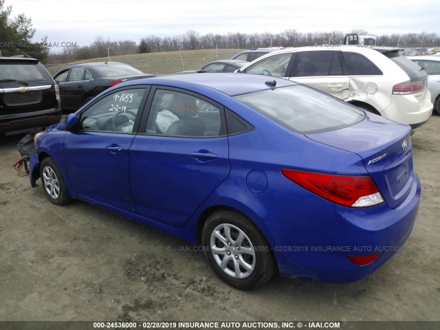 KMHCT4AE1EU653888 - 2014 HYUNDAI ACCENT GLS/GS BLUE photo 3