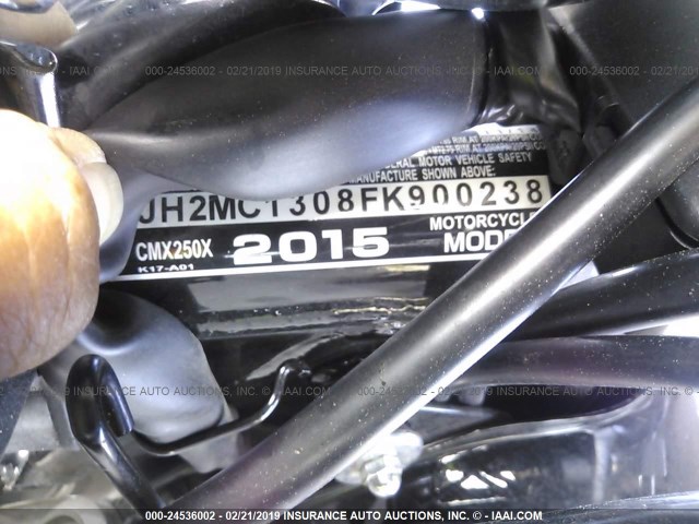 JH2MC1308FK900238 - 2015 HONDA CMX250 C BLACK photo 10