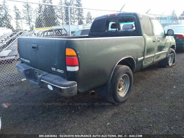 5TBBT4414YS003429 - 2000 TOYOTA TUNDRA ACCESS CAB/ACCESS CAB SR5 GREEN photo 4