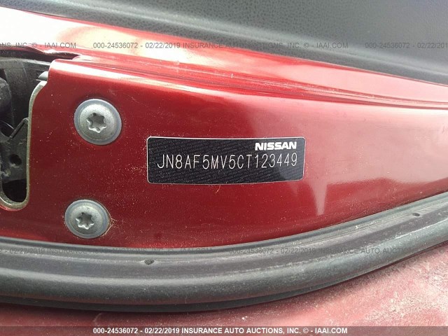 JN8AF5MV5CT123449 - 2012 NISSAN JUKE S/SV/SL RED photo 9