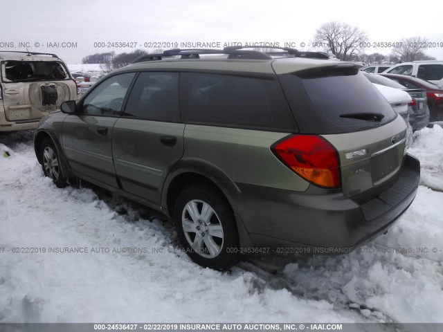 4S4BP61C557374677 - 2005 SUBARU LEGACY OUTBACK 2.5I GREEN photo 3