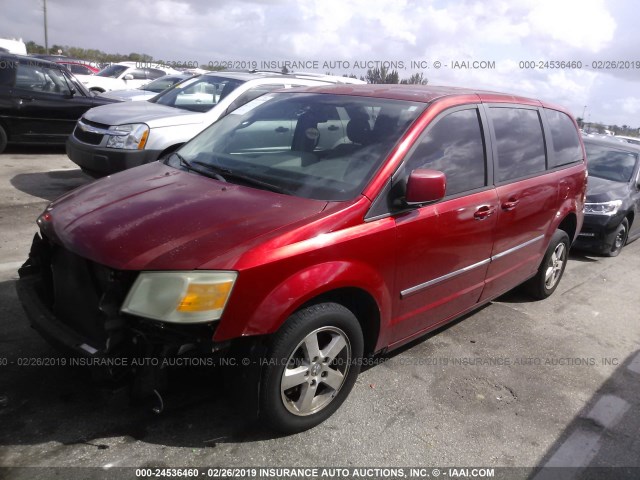 1D8HN54P58B140667 - 2008 DODGE GRAND CARAVAN SXT RED photo 2