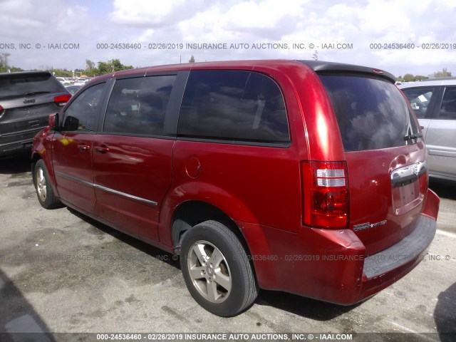 1D8HN54P58B140667 - 2008 DODGE GRAND CARAVAN SXT RED photo 3