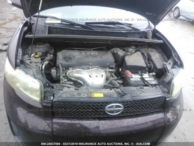 JTLKE50E191094033 - 2009 TOYOTA SCION XB MAROON photo 10