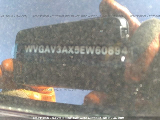 WVGAV3AX5EW608941 - 2014 VOLKSWAGEN TIGUAN S/SE/SEL/R-LINE BLACK photo 9