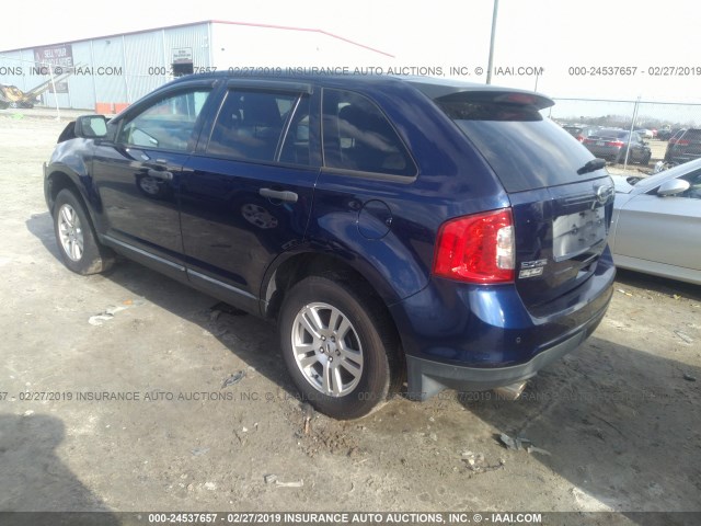 2FMDK3GC9BBA18118 - 2011 FORD EDGE SE BLUE photo 3